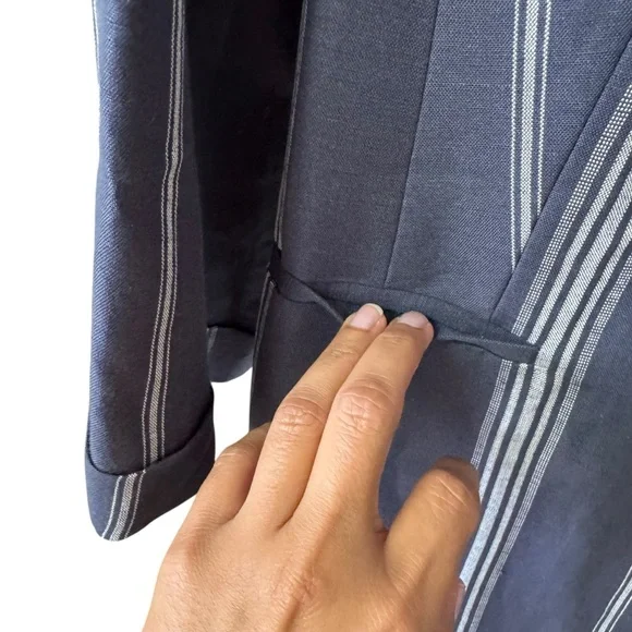 Lane Bryant The Bryant Linen Blend Blazer Jacket Plus Size 22 Blue Academia Work - Picture 7 of 11